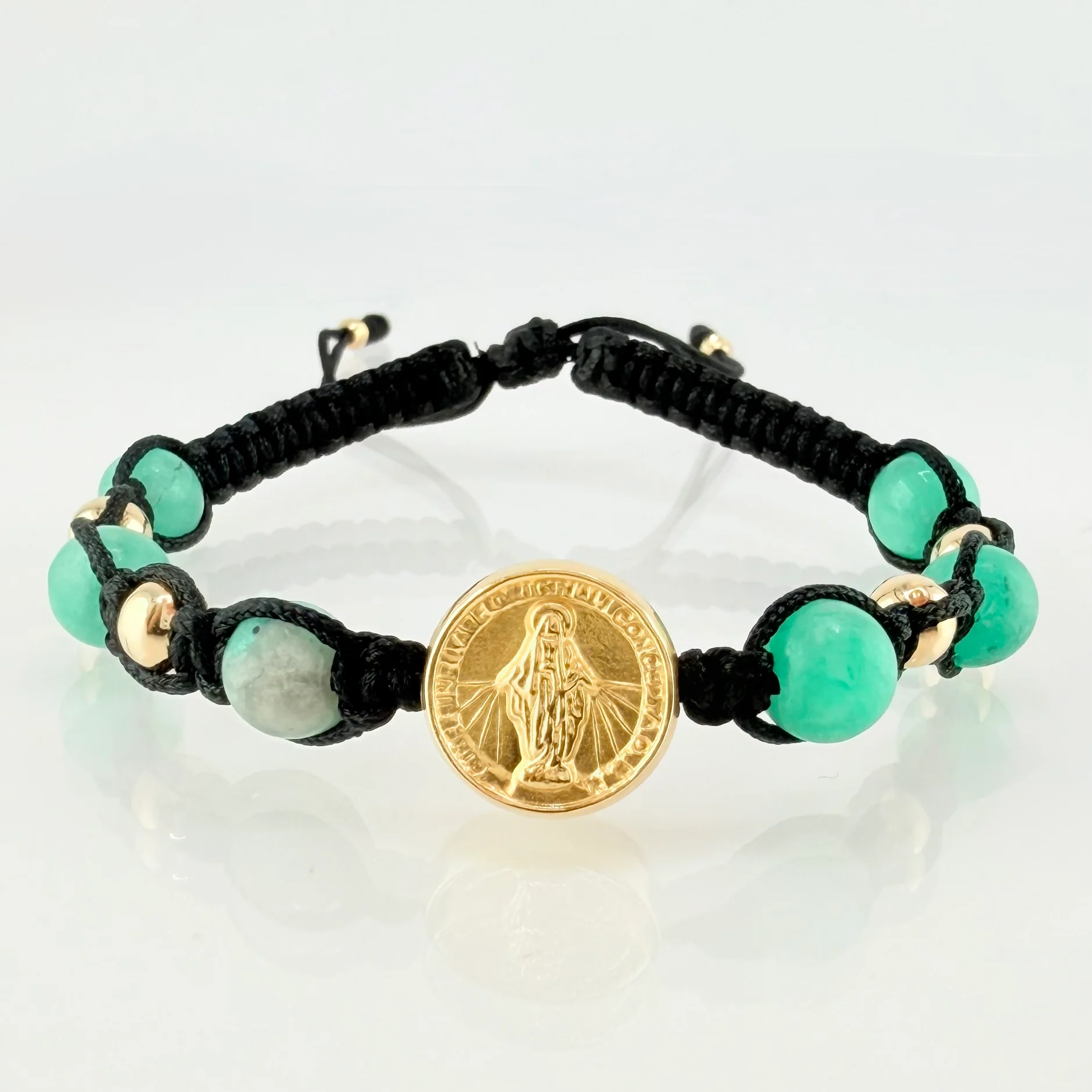 Pulsera Negra Herraje Virgen Milagrosa